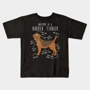 Border Terrier Grizzle and Tan Dog Anatomy Kids T-Shirt